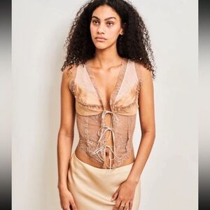 Dana foley NYC Vintage Roma size L lace up sheet nude lace top